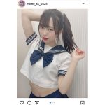 にゅ〜わ・桜井もも、おへそチラ見せの制服ポニーテールに歓喜の声