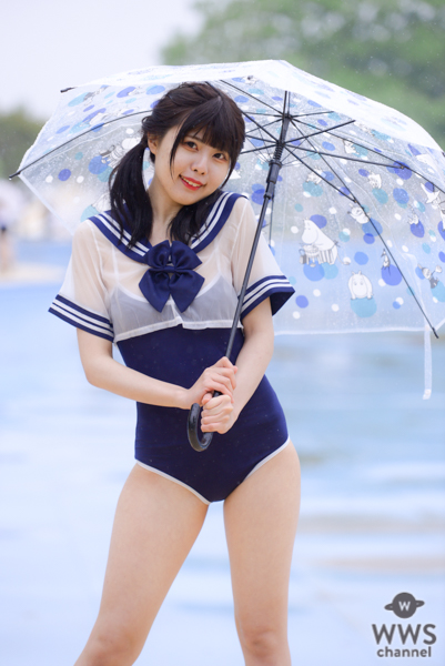 【写真特集 14枚】Teamくれれっ娘！・守道小粋、透けセーラー×スクール水着のフェチ姿に熱視線！＜近代麻雀水着祭2022＞