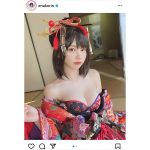 えなこ、透明デコルテ＆美バストあらわな花魁オフショット公開！