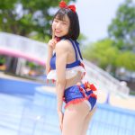 【写真特集 8枚】CALL MY NAME・椿あい子、リボンが可愛らしいトリコロール水着に注目！＜近代麻雀水着祭2022＞