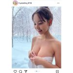 NMB48・本郷柚巴、写真集からバスタオル一枚羽織の濡れ肌オフショット公開！