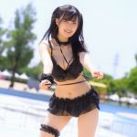 【写真特集 14枚】ネモフィラ新世界・二宮あー、セクカワな黒水着で魅せる透明美脚！＜近代麻雀水着祭2022＞