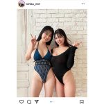 未梨一花、藤乃あおいと魅せるハイレグIカップバストの2ショットに歓喜の声！