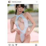 百瀬菜月、胸元ざっくり開きのハイレグ競泳水着で悩殺！