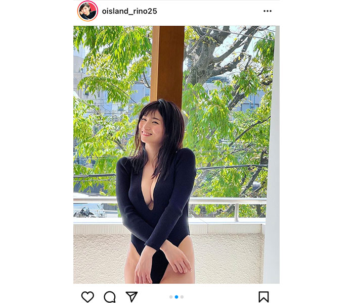大島璃乃、ハイレグ水着で見せるセクシーな美谷間で悩殺！