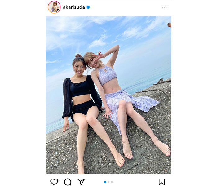 SKE48・須田亜香里、西野未姫と水着2ショットに歓喜の声！「あかりんと未姫ちゃんに挟まれたい」