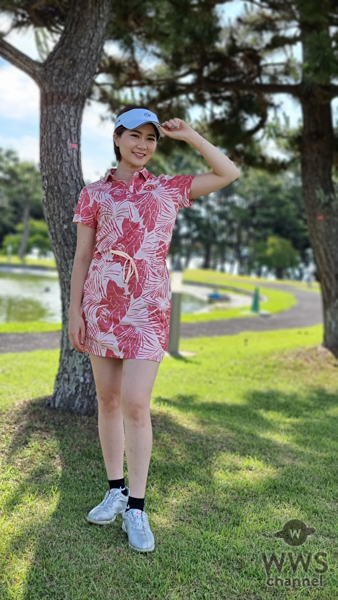 【写真特集】若林ありか、クールなアロハ柄のタイトミニワンピースでベストオブミス・チャリティーゴルフに参戦！ 「美容の仕事を通じて子育て世代の女性が更に輝けるように」
