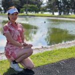 【写真特集】若林ありか、クールなアロハ柄のタイトミニワンピースでベストオブミス・チャリティーゴルフに参戦! 「美容の仕事を通じて子育て世代の女性が更に輝けるように」