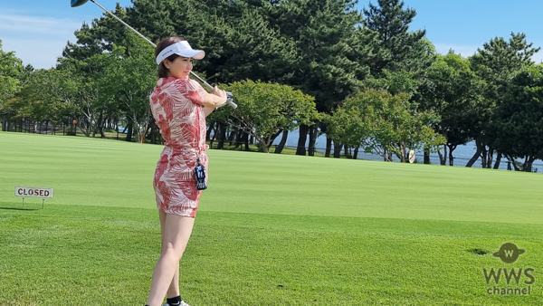 【写真特集】若林ありか、クールなアロハ柄のタイトミニワンピースでベストオブミス・チャリティーゴルフに参戦！ 「美容の仕事を通じて子育て世代の女性が更に輝けるように」