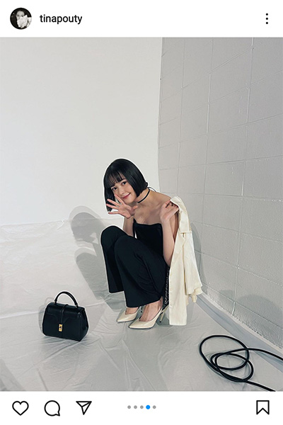 玉城ティナ、ヘソ出しオールブラックな私服コーデでスレンダーボディを披露！