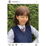 新木優子、ボブカット×制服ショットに反響ぞくぞく！