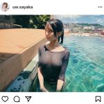 似鳥沙也加、濡れシャツから浮かんだ美乳ラインで悩殺！