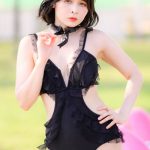 【写真特集】水那しおね、桃尻見せつける黒レースの水着コスチューム披露！＜近代麻雀水着祭2022＞