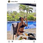 菜々緒、ビキニ姿で開放的な食事ショットを公開！