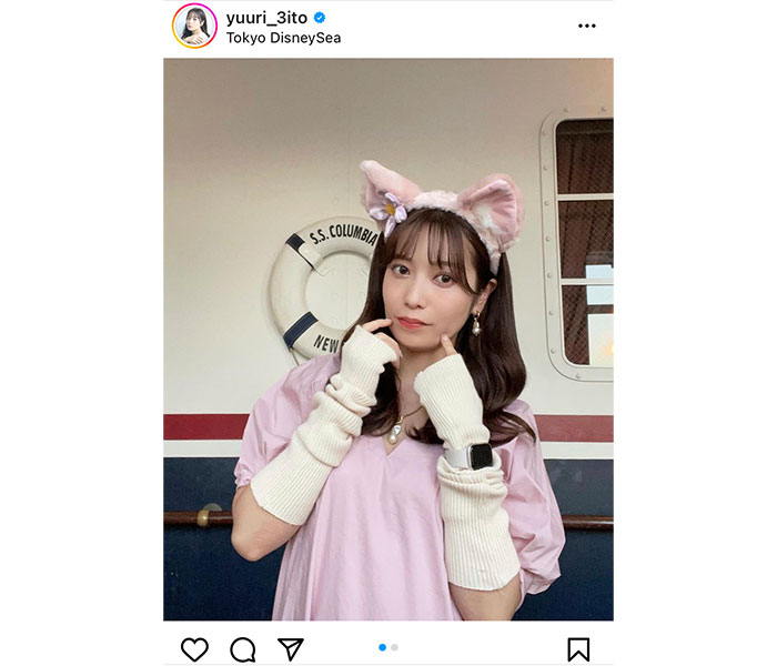 斉藤優里、ディズニーの新キャラクター「リーナ・ベル」のコーデで猫耳コス披露