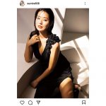 すみれ、光浴びた黒ドレス姿で美谷間＆太ももチラリ！