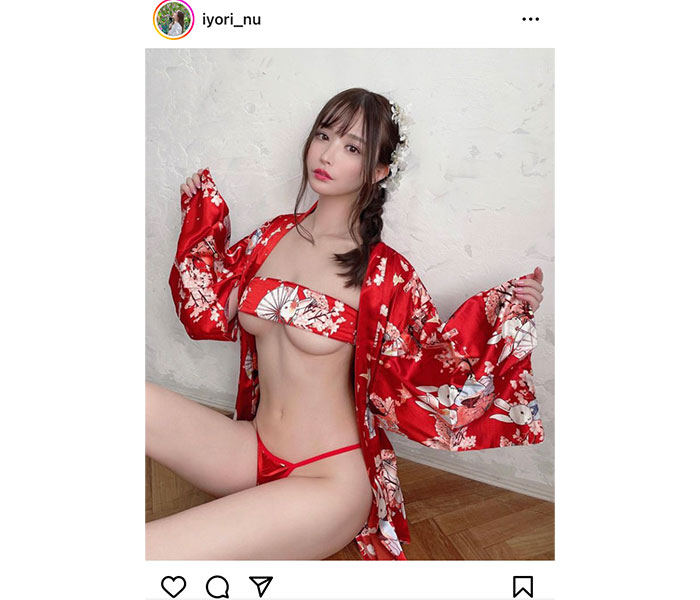 吉見衣世、めでたいはだけ着物の極上帯ブラショット大公開！