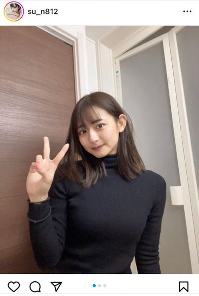 バスケ女子・すみぽん、黒のタートルネック姿でボディラインあらわに！