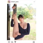 篠見星奈、美バストこぼれるレオタードでI字バランス！