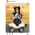 由良朱合、猫耳メイドコスでセクシーな絶対領域チラリ！