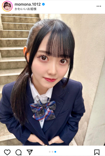 高嶺のなでしこ・松本ももな、上目遣いで見つめる制服ポートレートが可愛すぎる！