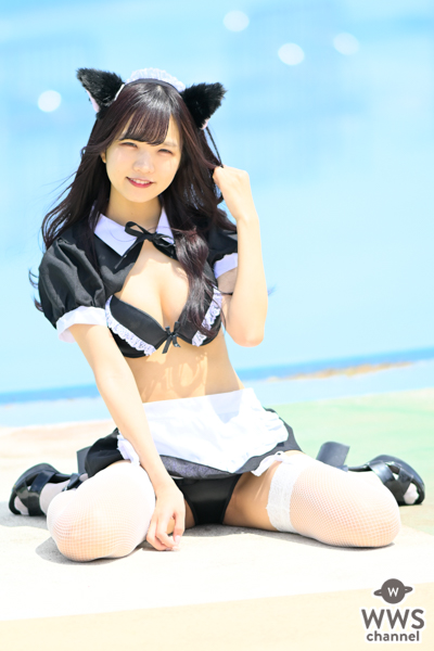 【写真特集】東雲しおり（ワンダーウィード 天）、キュートな猫耳とセクシーな美脚のギャップで魅せるメイド水着コス！＜近代麻雀水着祭2023＞