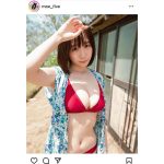 伊織もえ、赤ビキニで際立つ透明バスト！