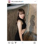 モー娘。野中美希、ノースリ肩出しのタイトワンピースをセクシーに着こなし！