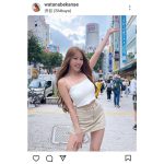 CYBERJAPAN DANCERS・渡辺加苗、渋谷で美デコルテ見せつけ健康的な美脚ショット！