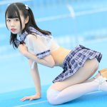 【写真特集】夏宮みずほ（なないろ∞ミルキーウェイ）、セクシーな制服コスで映える黒髪ハーフツイン！＜近代麻雀水着祭2023＞