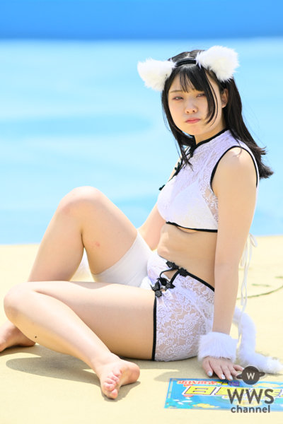 【写真特集】日野栞里（THE PINK MICROPHONE）、フェチを刺激するスケスケチャイナ服で誘惑＜近代麻雀水着祭2023＞