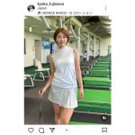 藤澤響花、ゴルフウェアから覗く美脚眩しい抜群のスタイルを見せつけ！！