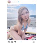 コスプレイヤー・霜月めあ、金髪ヘアが似合うサーフィングラビアを告知