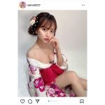 美人イラストレーター・竹内星菜、はだけた浴衣からデコルテ＆太もも大胆披露！