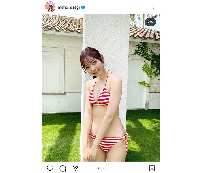 大盛真歩、しま柄ビキニで夏を満喫!美スタイル披露に「スタイル良すぎ!!!」との声