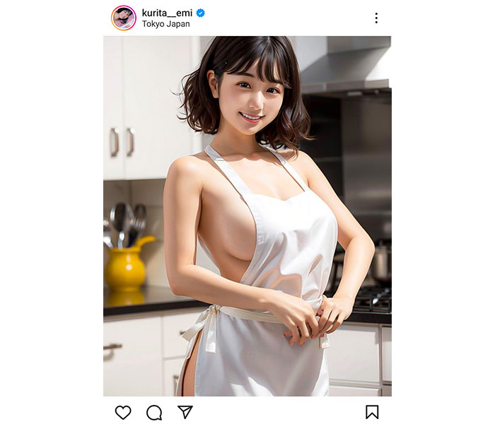 くりえみ、裸エプロンで夏の情熱誘う!隠し切れないド迫力はなまるボディーにコメント殺到!