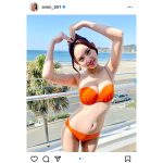 あのん、オレンジビキニで魅せるくびれラインに釘付け！