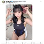 浅川まりな、メリハリボディの曲線あらわな競泳水着姿を披露！
