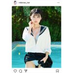 三田のえ「やってみたかったやつ…」、濡れたセーラー服から水着チラリ