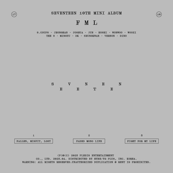 SEVENTEEN、ミニアルバム『FML』が7月度ゴールドディスク認定でミリオン認定を獲得