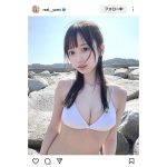 yami、ハーフアップ×王道純白ビキニで夏の最後を彩る！！