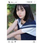 瀬戸りつ、セーラー服で上目遣いの激萌えSHIOT投稿！チラリ谷間が気になりすぎる！！