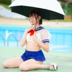 【写真特集】達家真姫宝(夜宙☆ShiNew')、ショート丈のセーラー水着で可愛らしく登場！！＜近代麻雀水着祭2023＞