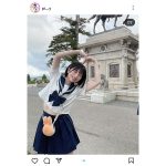 身長148cm！！姫野ひなの、セーラー服からチラリおなかが可愛すぎる！！「すっぴん可愛ぃぃぃぃ」