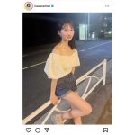 気分は夜デート？川瀬もえ、デコルテ&美脚輝く待ち合わせ風オフショルショットで登場！