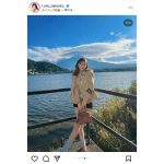 阿部なつき、絶景富士山＆美脚の超眼福SHOTに反響！「女神ですか」