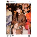 えり様キレイすぎ！aespa・ジゼル、ドレス＆レザージャケットコーデでAcne Studiosショーに登場