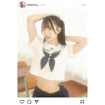 てぃあむ・柳川みあ、へそチラセーラー服SHOTにファン歓喜！「天使みたい」