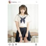 てぃあむ・柳川みあ、セーラー服姿のあどけない一枚に「ラブリー！」「めちゃめちゃ可愛い」の声