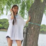 【写真特集】安部七波さん、白シャツに黒のミニ丈ボトムスで美脚アピール！「福岡マラソンで今年も走ります」＜ベストオブミス福岡大会本部長＞